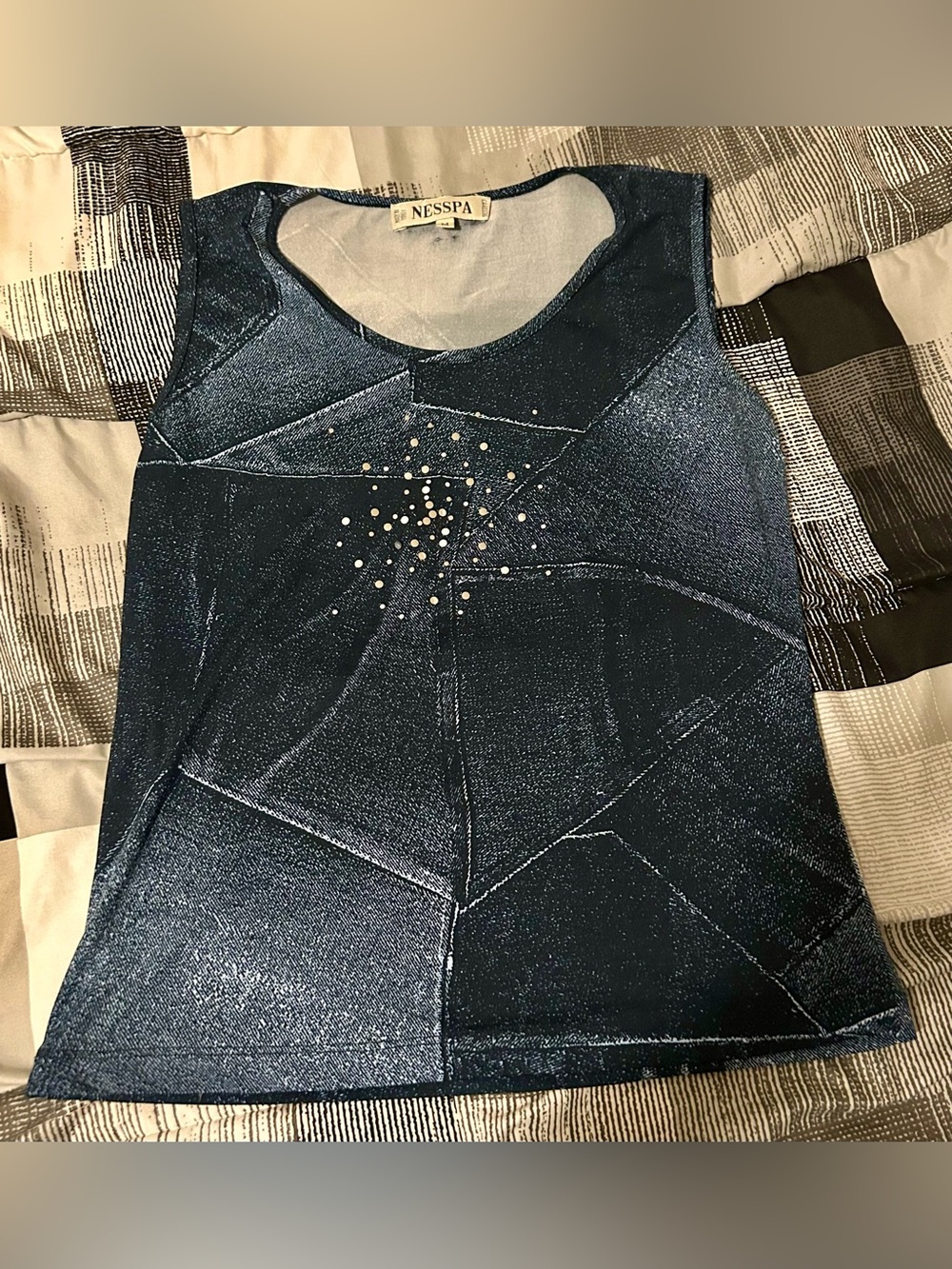 Navy Sparkle Rhinestone Tank